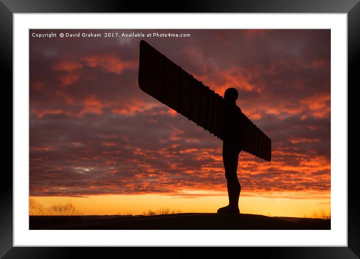 The Angel of the North, Gateshead - sunset Framed Mounted Print by David Graham