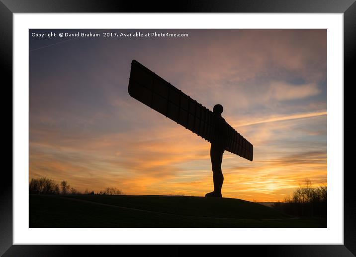 The Angel of the North, Gateshead - sunset Framed Mounted Print by David Graham