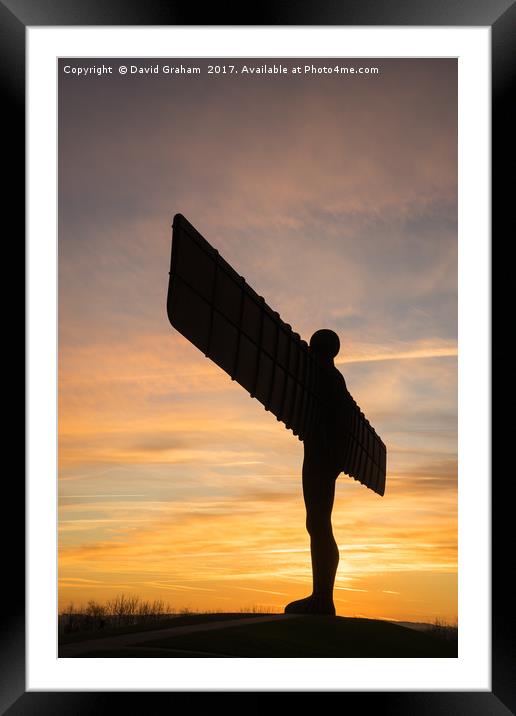 The Angel of the North, Gateshead - sunset  Framed Mounted Print by David Graham