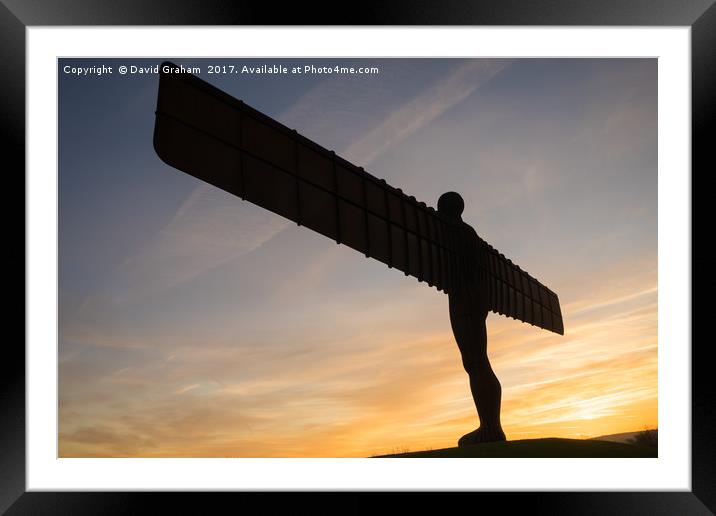 The Angel of the North, Gateshead - sunset Framed Mounted Print by David Graham