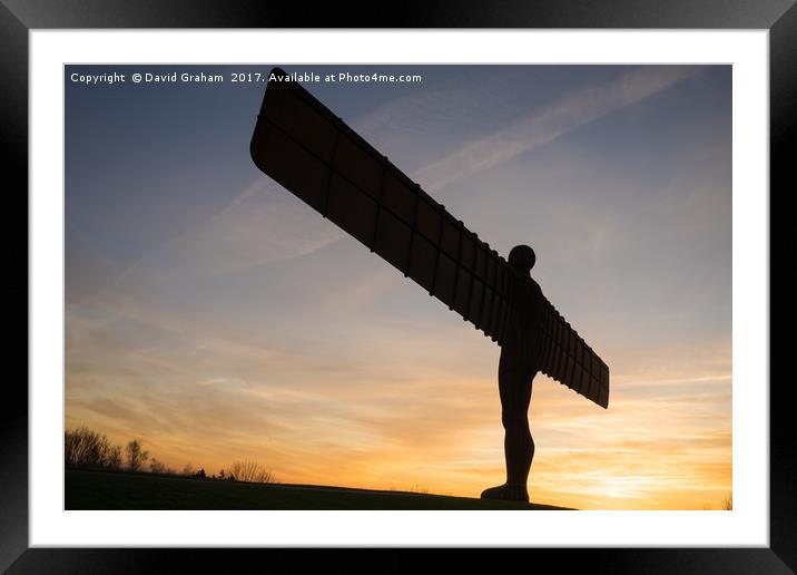 The Angel of the North, Gateshead - Sunset Framed Mounted Print by David Graham