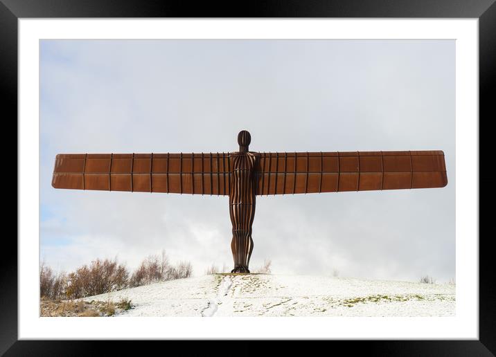 Angel of the North in the snow  Framed Mounted Print by David Graham