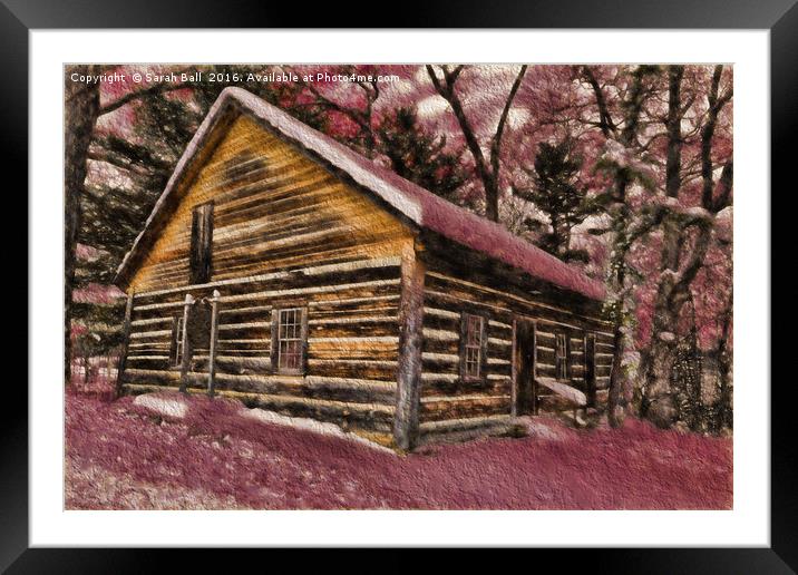 Snow Cabin Digital Art Framed Mounted Print by Sarah Ball