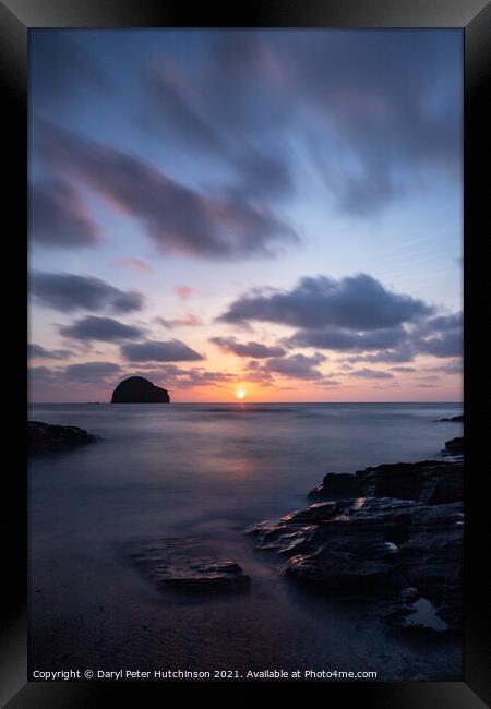 Trebarwith Strand sunset Framed Print by Daryl Peter Hutchinson