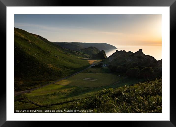 Low sun over The Valley of Rocks, Lynton.  Framed Mounted Print by Daryl Peter Hutchinson