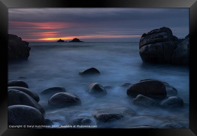 Soft and harsh. Cot sunset. Porth Nanven, Cot Vall Framed Print by Daryl Peter Hutchinson