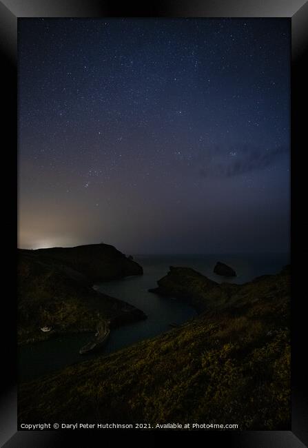 Boscastle Harbour at night Framed Print by Daryl Peter Hutchinson