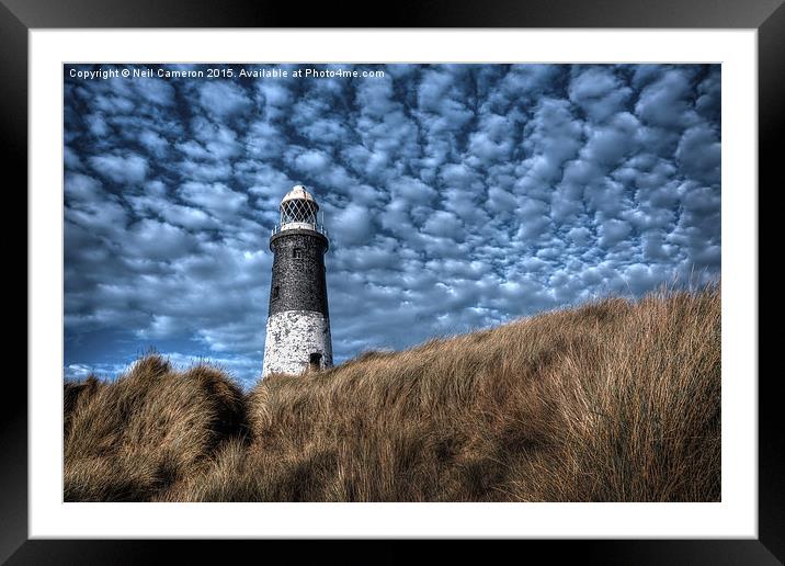  Spurn Lighthouse and Clouds Framed Mounted Print by Neil Cameron