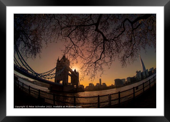 Winter Tower Bridge Framed Mounted Print by Peter Schneiter