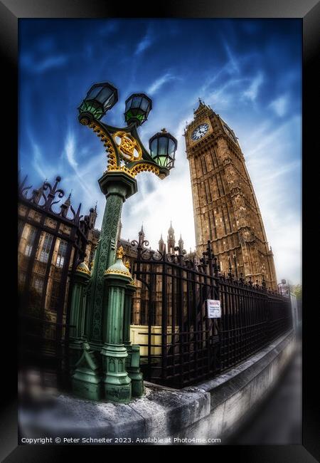 Houses of parliament & Elizabeth Tower, London, UK Framed Print by Peter Schneiter