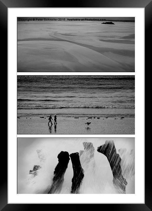  St Malo B&W tryptic Framed Mounted Print by Peter Schneiter