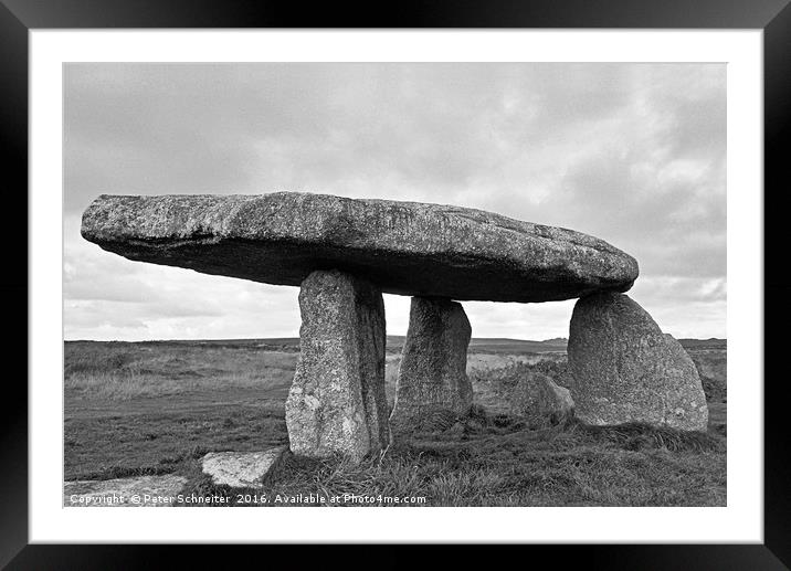 Lanyon Quoit, Cornwall, England Framed Mounted Print by Peter Schneiter