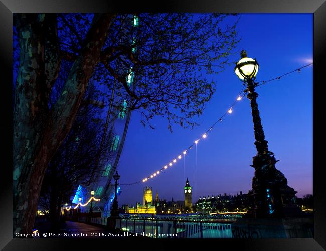 View on the River thames, London, UK Framed Print by Peter Schneiter