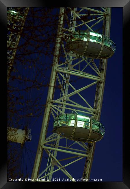 London Eye pods by the River Thames, London Framed Print by Peter Schneiter