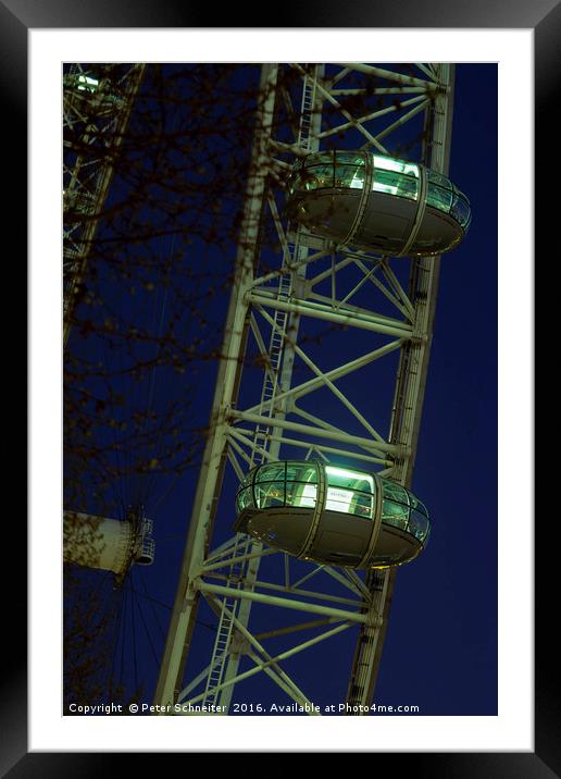 London Eye pods by the River Thames, London Framed Mounted Print by Peter Schneiter