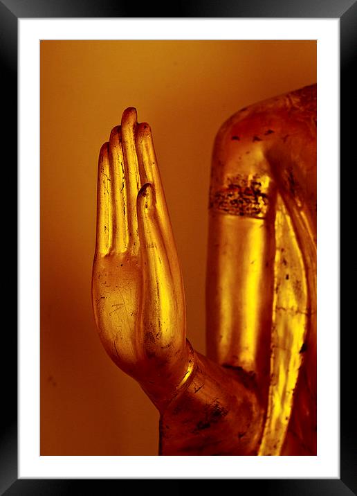Buddha hand of Wat Pho, Bangkok, Thailand Framed Mounted Print by Julian Bound