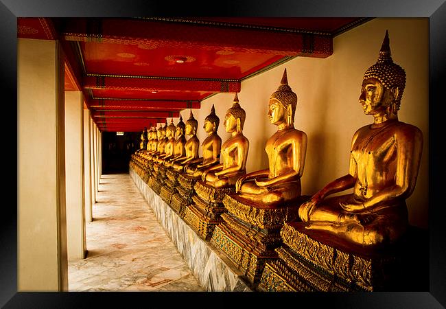 Wat Pho Buddha Statues, Bangkok, Thailand Framed Print by Julian Bound