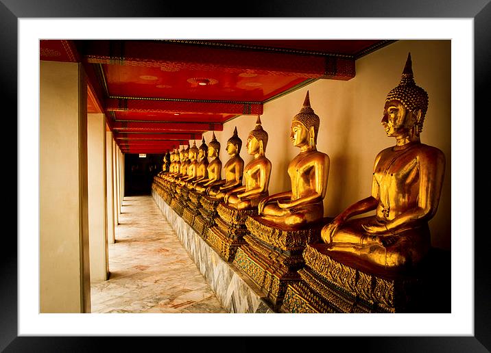 Wat Pho Buddha Statues, Bangkok, Thailand Framed Mounted Print by Julian Bound