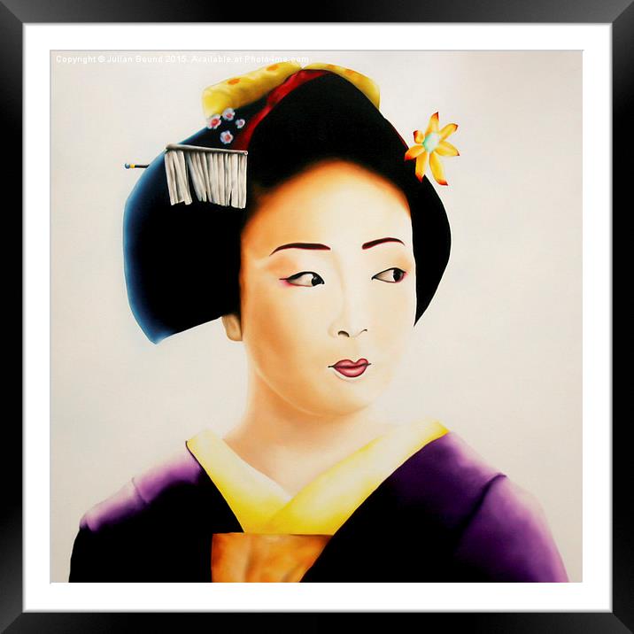  Japanese Geisha oil painting Framed Mounted Print by Julian Bound