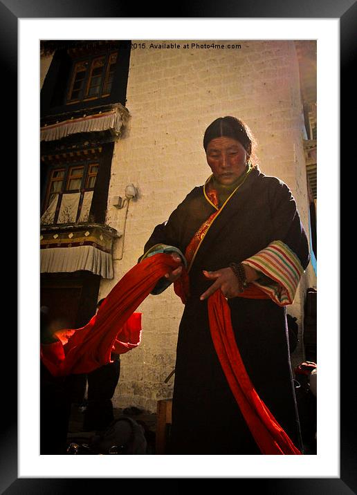 Jokhang Temple Tibetan Lady, Lhasa, Tibet  Framed Mounted Print by Julian Bound