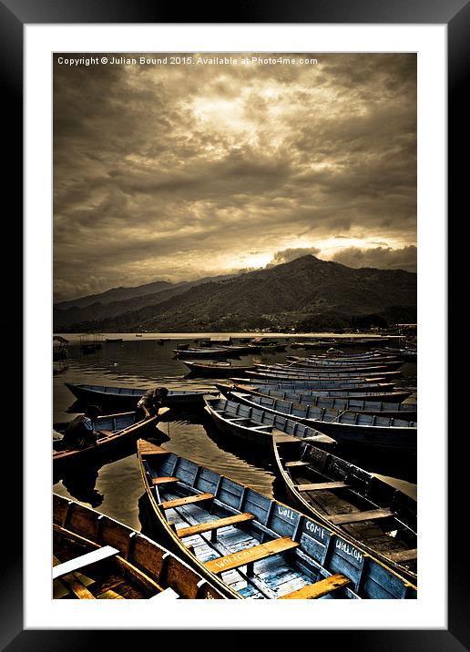  Boats of Phewa Lake, Pokhara, Nepal Framed Mounted Print by Julian Bound