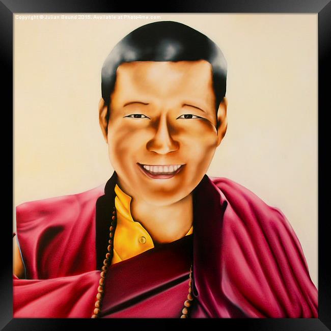Tibetan Monk oil painting by Julian Bound Framed Print by Julian Bound