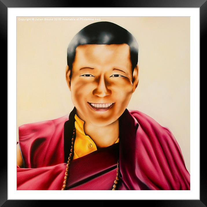 Tibetan Monk oil painting by Julian Bound Framed Mounted Print by Julian Bound