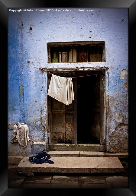 The Streets of Old Town Varanasi, Varanasi, India Framed Print by Julian Bound