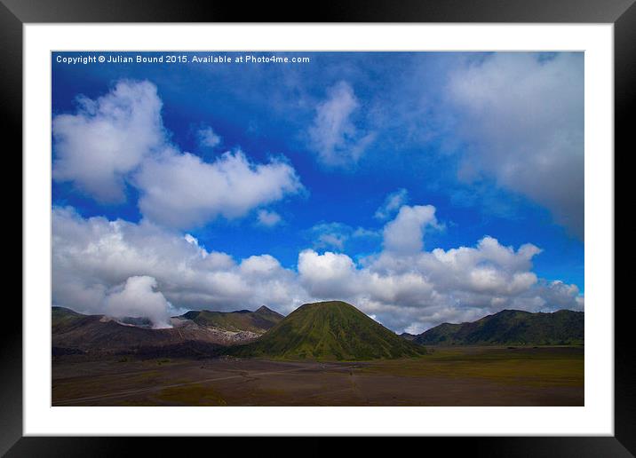 Blue skies over Bromo volcano, Indonesia Framed Mounted Print by Julian Bound