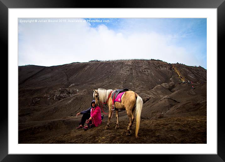 Horseman of Bromo volcano, Java, Indonesia Framed Mounted Print by Julian Bound