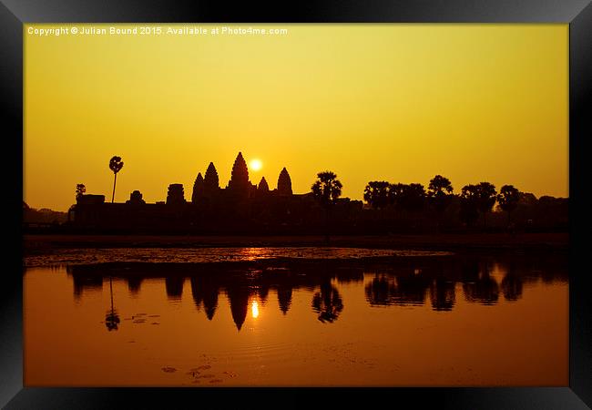 Sunrise over Angkor Wat, Siem Reap, Cambodia Framed Print by Julian Bound