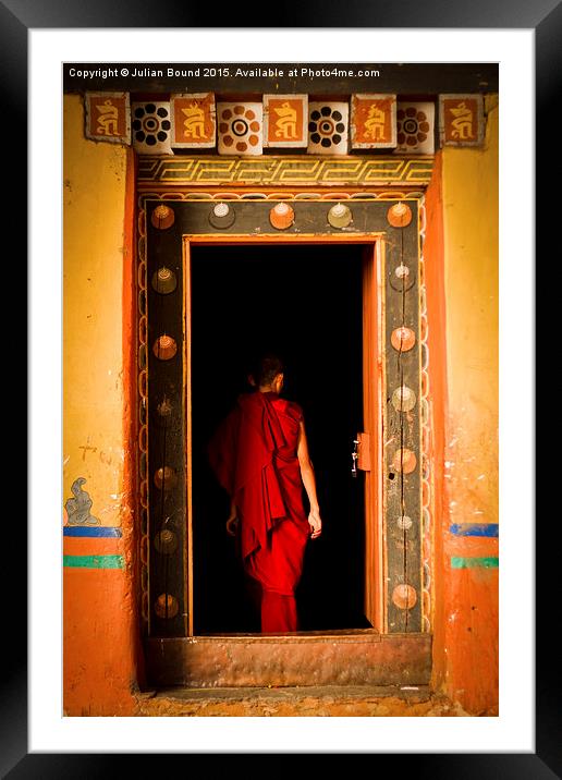   Novice Buddhist monk, Paro, Bhutan Framed Mounted Print by Julian Bound