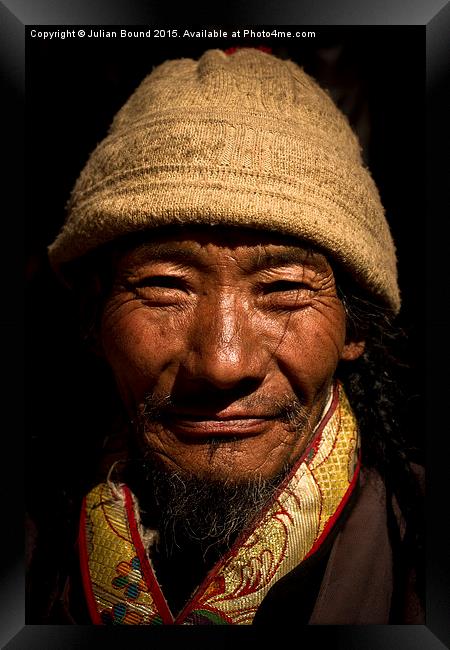  Tibet man, Lhasa, Tibet Framed Print by Julian Bound