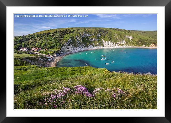  Lulworth Cove in Dorset Summertime Framed Mounted Print by Stephen Beardon
