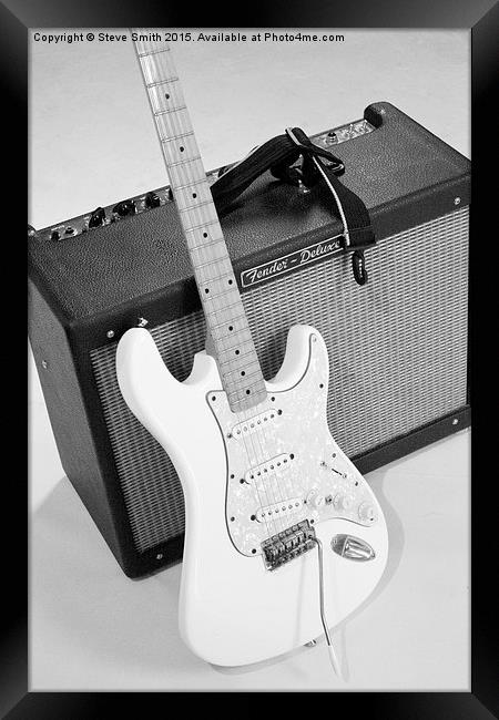 Guitar & Amp B&W Framed Print by Steve Smith