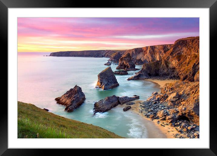 Bedruthan Steps Sunset Framed Mounted Print by daniel allen