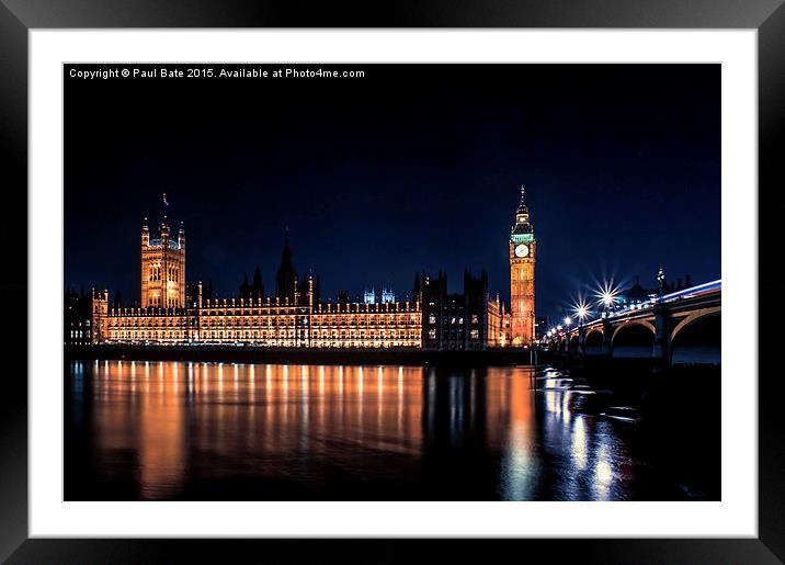  Westminster By Night Framed Mounted Print by Paul Bate