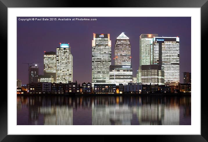  Canary Wharf Framed Mounted Print by Paul Bate