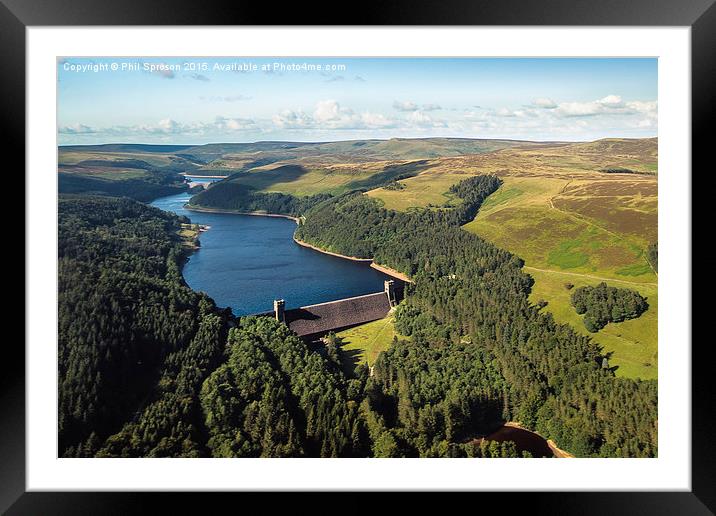  Derwent Reservoir from the air Framed Mounted Print by Phil Sproson