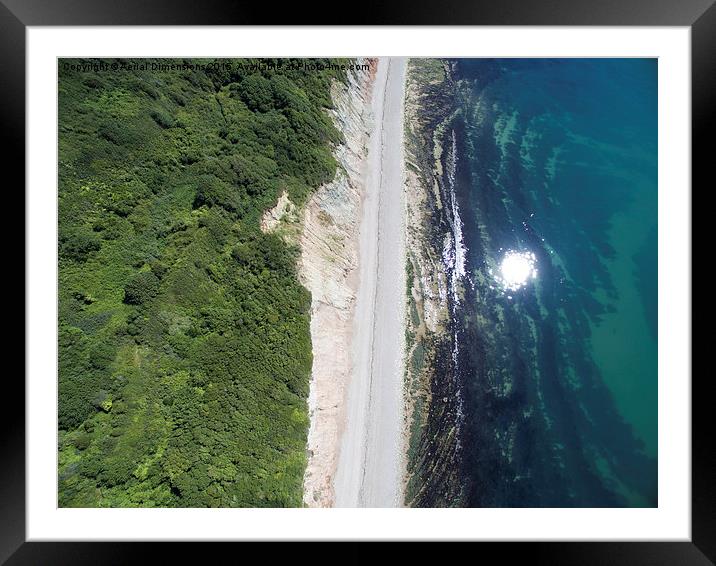  Sea meets cliffs near Seaton Framed Mounted Print by Aerial Dimensions