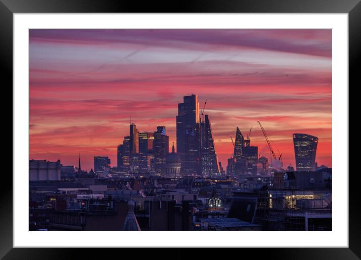 Skyline of the City of London Framed Mounted Print by Wayne Howes