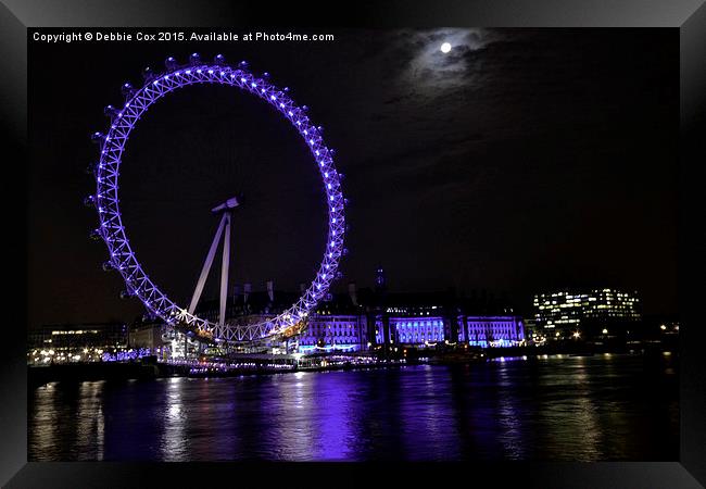 The London Eye at Night Framed Print by Debbie Cox