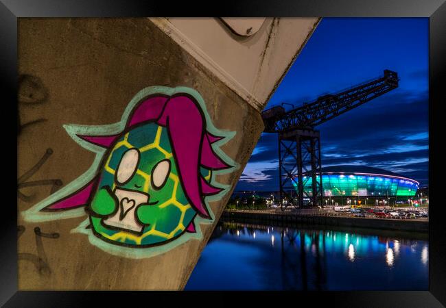 Street art on the Squinty Bridge, River Clyde, Gla Framed Print by Rich Fotografi 