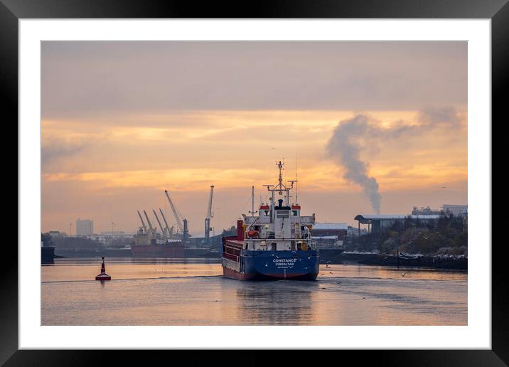 Cargo ship on the River Clyde, Glasgow Framed Mounted Print by Rich Fotografi 