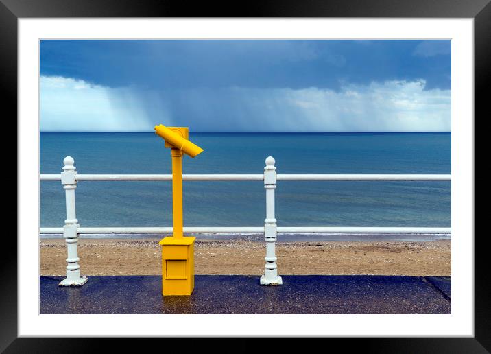 Rain showers over Bridlington Bay Framed Mounted Print by Rich Fotografi 