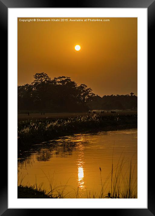 Sunset and its reflection Framed Mounted Print by Shreeram Khatri