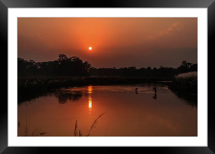A beautiful Sunset and its reflection in water Framed Mounted Print by Shreeram Khatri