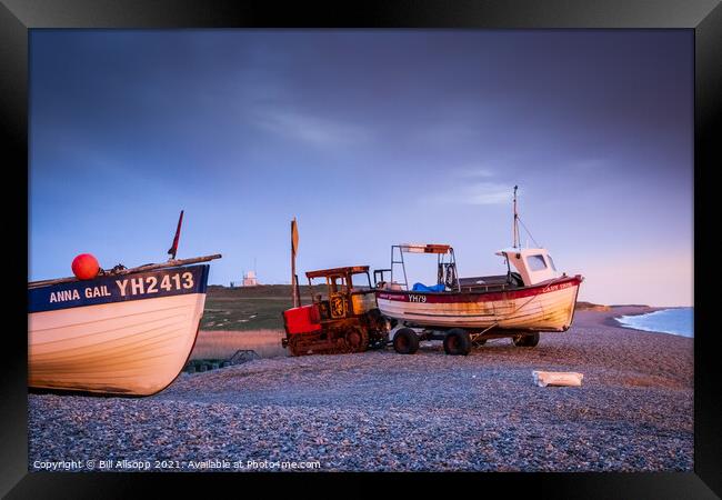 Salthouse boats at sunrise. Framed Print by Bill Allsopp