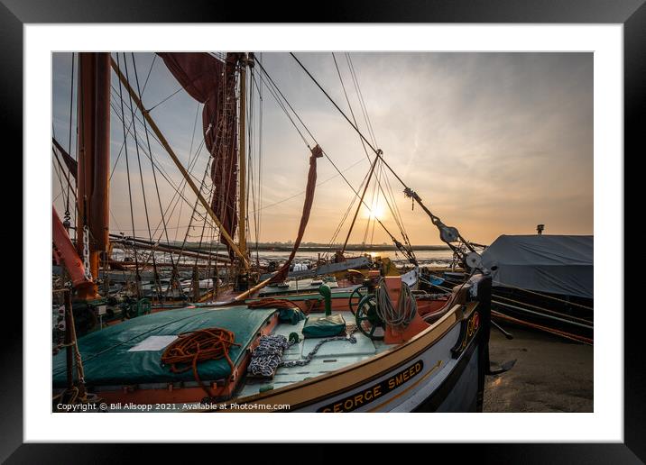 Maldon barges at sunrise. Framed Mounted Print by Bill Allsopp