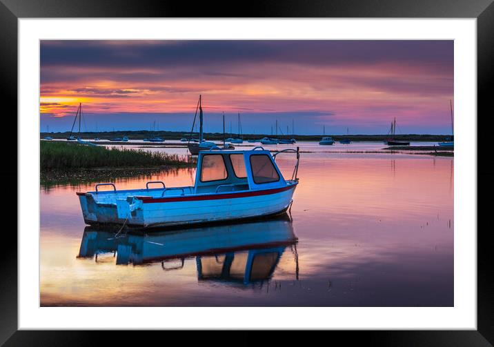 Brancaster Staithe sunset. Framed Mounted Print by Bill Allsopp